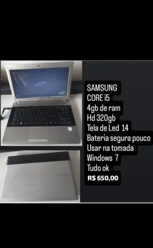 Notebook Samsung Core i5 4GB - Oportunidade Única R$ 650 + Entrega e Garantia