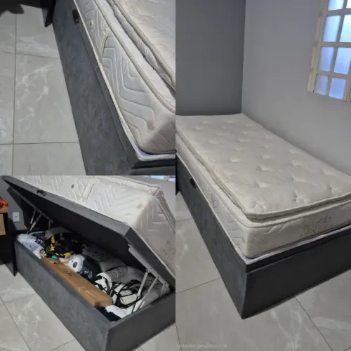 Cama baú box solteiro com colchão 
