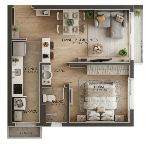 Apartamento para venda tem 41 metros quadrados com 1 quarto