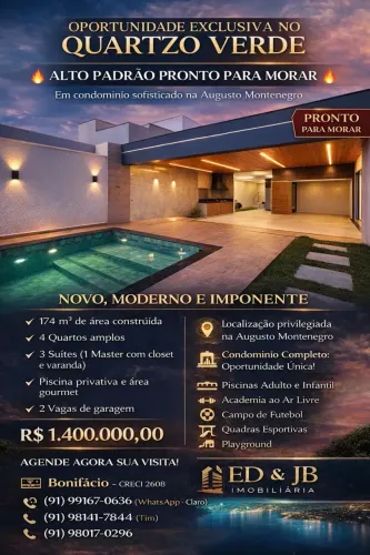 Quartzo verde, Vendo excelente casa neste condomínio  4/4 c/ 3 suites,c/ Piscina
