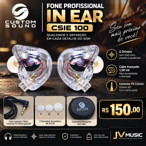 Fone Profissional Custom Sound CSIE 100