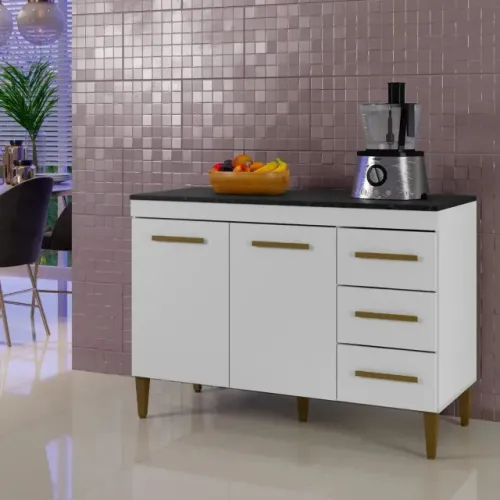 Balcão de Cozinha Virtus, 2 Portas e 3 Gavetas (NOVO). Montagem Grátis! Entregamos!