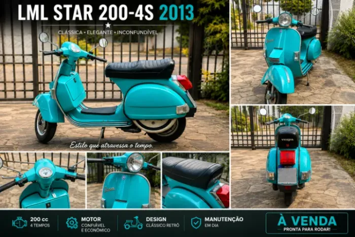 Vespa LML Star 200-4S, Ano 2013, 200, Estilo clássico retrô