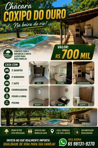 Chácara beira do rio dentro da cidade