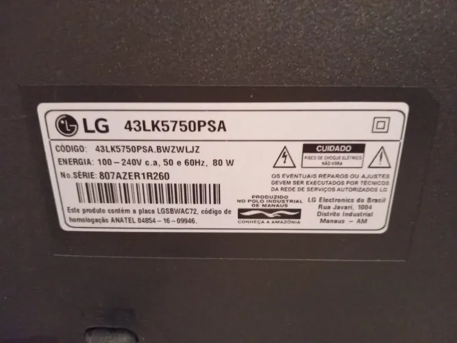 Smart TV LG 43" Full HD Wi-Fi - Modelo 43LK5750PSA