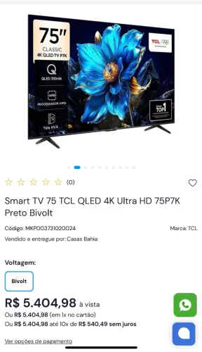 TV 75 TCL 4K QLED