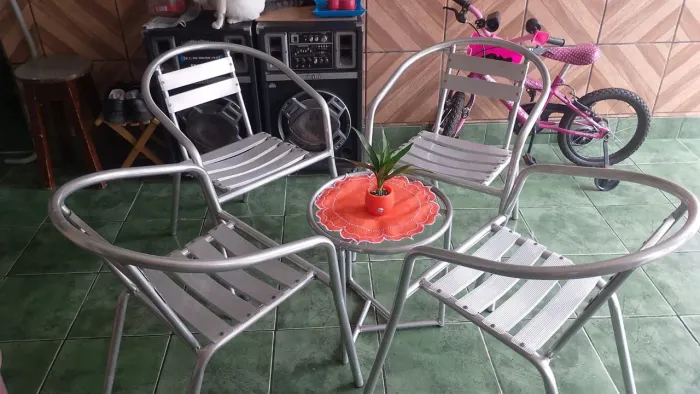 Conjunto cadeira alumínio para terraço 