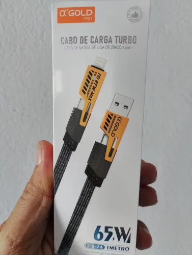 Cabo USB original A'gold turbo 65w 3 em 1 entrega grátis fortaleza