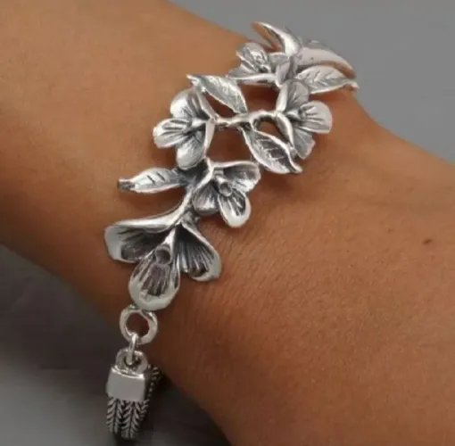 PULSEIRA, PRATA DE BALI! FLOR DE ORQUIDEAS