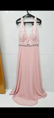 Vestido de festa longo / tam. 44 / rosa claro