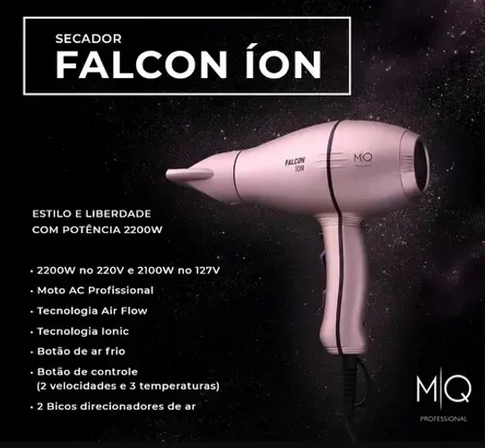 Secador Profissional MQ Hair Falcon Íon 110v - Rose
