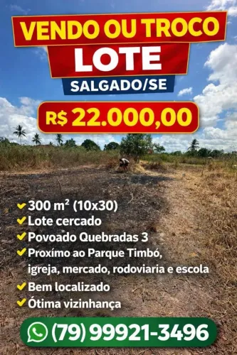 Vendo ou troco Terreno em Salgado/SE
