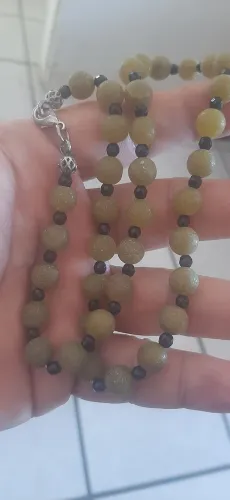Cordão de pedras cristais Jade e onix