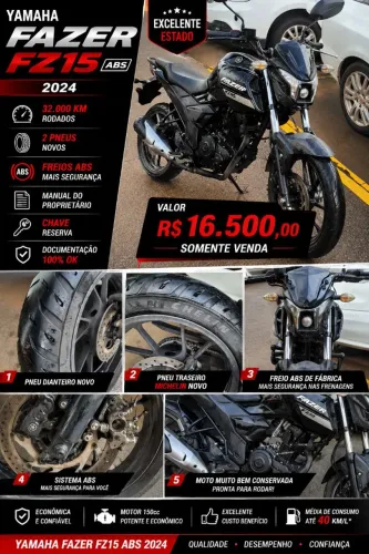 Yamaha fz15 abs 2024 pneus zero relação zero