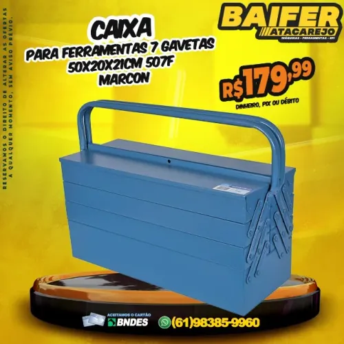 Caixa Para Ferramentas Sanfonada 7 Gavetas 50x20x21cm 507f Marcon