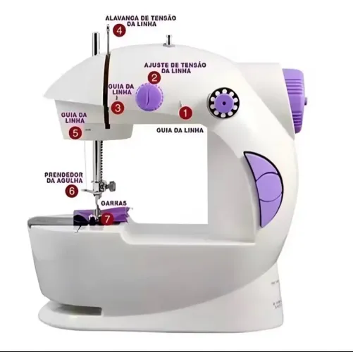 Máquina de Costura Portátil Elétrica em Miniatura com Pedal