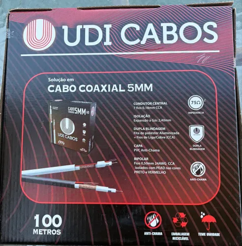 Cabo Coaxial Bipolar de 4mm branco