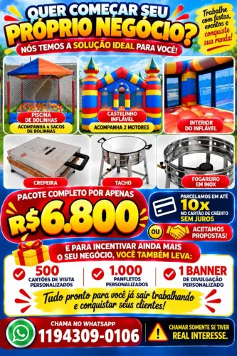 Brinque equipamentos para festas e eventos.