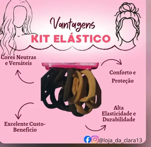 Kit com 6 Elásticos Cabelos