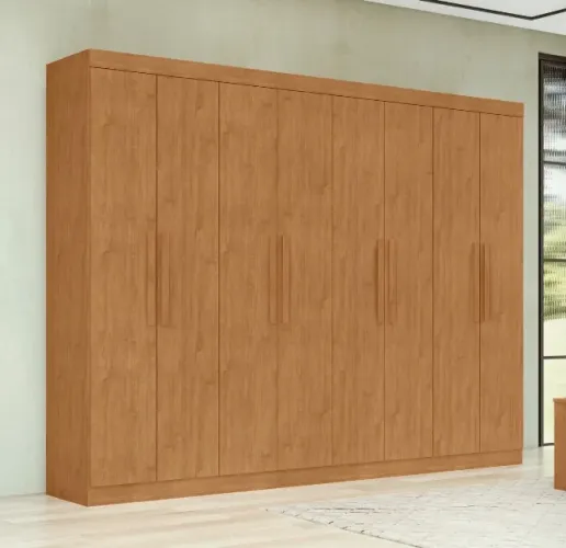 Guarda-Roupa Casal Versatile 8 Portas e 4 Gavetas Amêndoa Clean