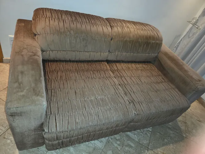 Sofá Retratil Marrom Tecido