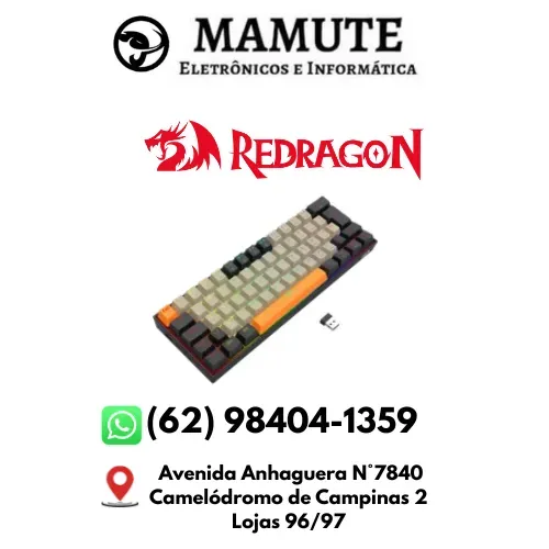 Teclado Gamer Redragon Draconic Pro RGB 60% Cinza Laranja e Preto Wireless Switch Marrom