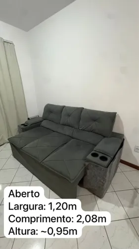 Sofá Retrátil e Reclinável 2,05m com Porta-Copos Grafite