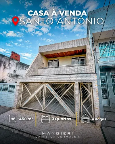 Casa à Venda no Santo Antônio 3 Quartos, Varanda e Garagem para 4 Veículos