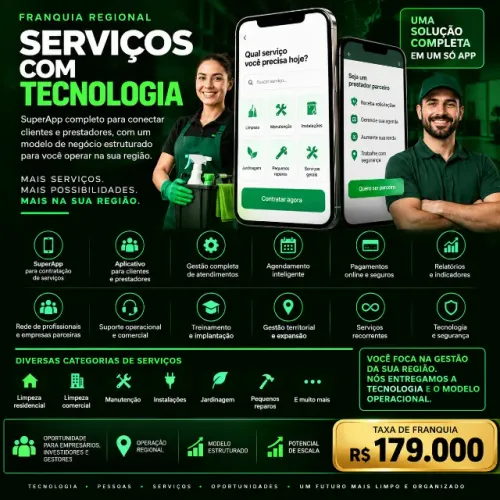 Franquia de Serviços com SuperApp e Operação Regional | R$ 179 mil