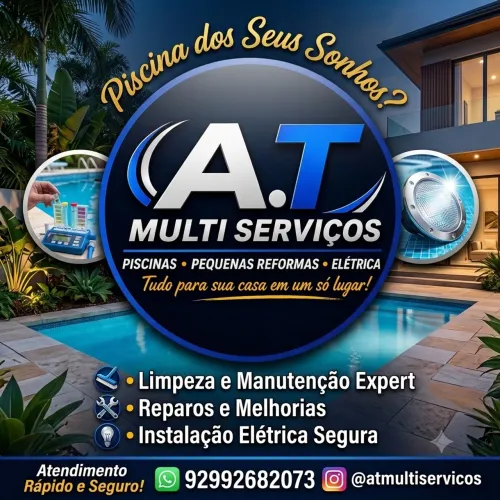 Piscina Limpa e Água Cristalina? Deixe com a A.T Multi Serviços! ?