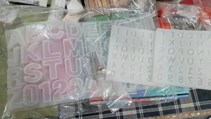 Molde alfabeto, caneta, resina, balança para Artesanato com Resina