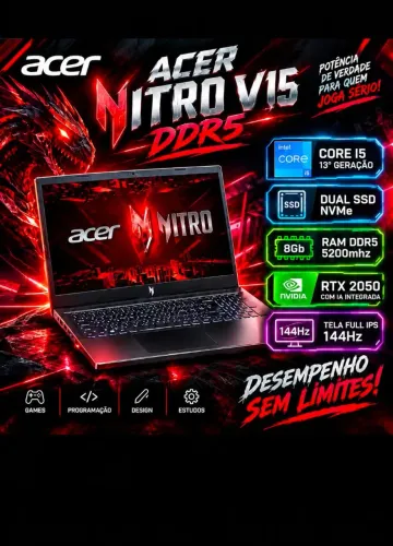 Notebook Game Acer V15 Core i5 13° Ger DDR5 RTX (A pronta entrega)