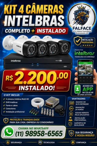 Kit 4 câmeras Intelbras instalado
