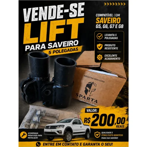 Vende-se lift para saveiro 5 polegadas. Serve na saveiro g5, g6, g7 e g8. Valor : 200,00.