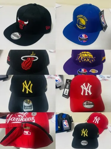 Kit Lote 8 Bonés Aba Reta E Curva Nba E Mlb - Novos Com Etiqueta
