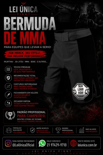 bermuda de mma personalizada com logo da sua equipe