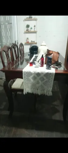 MESA DE VIDRO COM MADEIRA 1,70 x 0.98