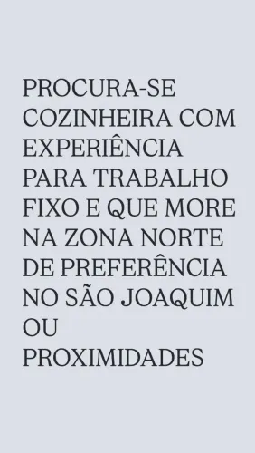 Procura-se cozinheira
