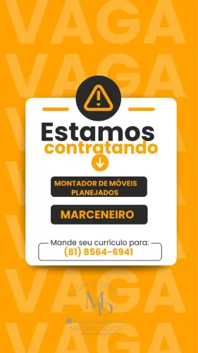 Vaga De Marceneiro e Montador de móveis planejados 