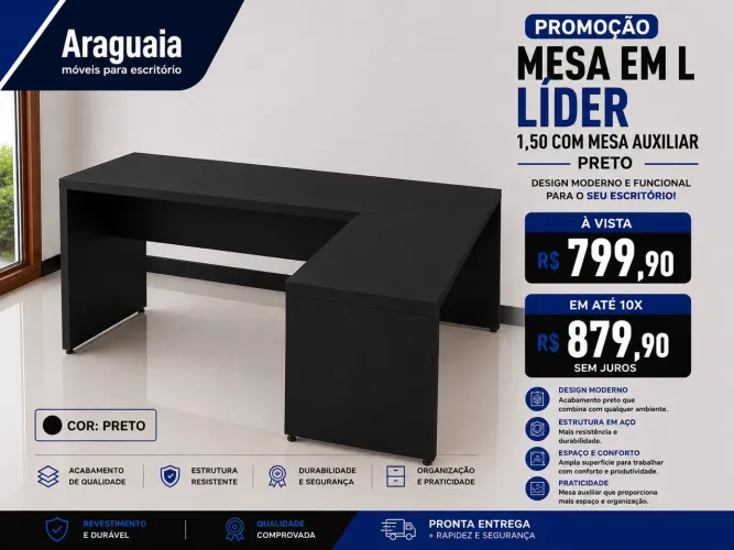 Mesa em L 1,50x1,50