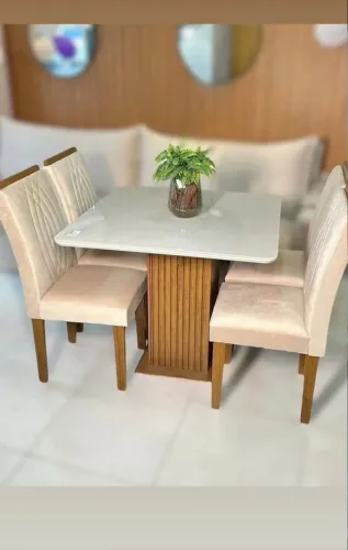 Mesa de jantar Tampo de vidro