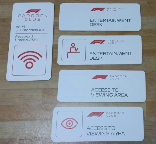(Original) Kit 05 Placas eva indicativas Paddock Club F1 2023 Interlagos