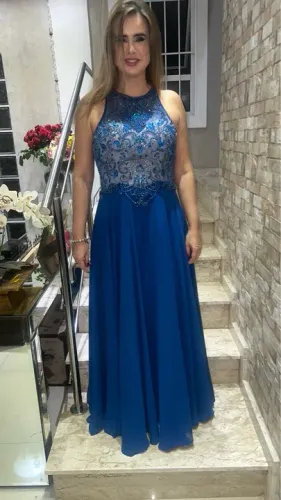 VESTIDO AZUL ROYAL PEDRARIA, DOLPS, FORMATURA, MADRINHA, MÃE DA NOIVA, FESTAS