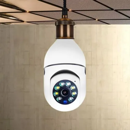 Câmera Lâmpada Robô IP Wifi 360° Rotativa