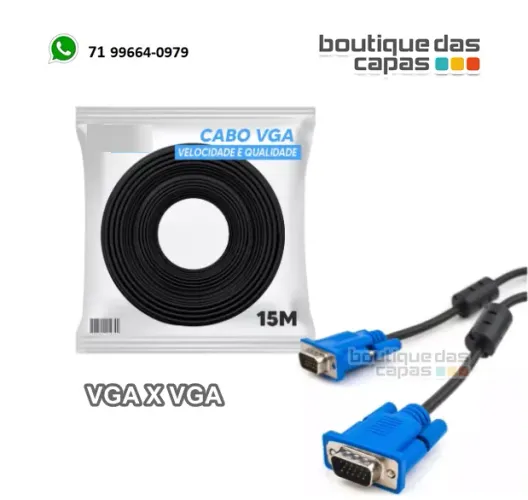 Cabo vga x vga 15M LE-15m 15 metros para Monitor Lcd Pc Tv Dvr 15 METROS