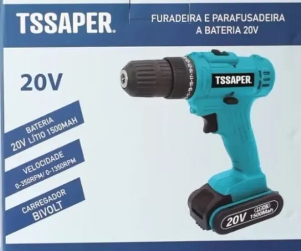 Furadeira e Parafusadeira a Bateria 20V TSSAPER - 1500mAh