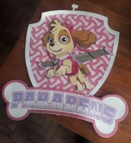 Pôster parabéns da Skye patrulha canina.