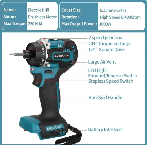 Parafusadeira profissional 21v engate rapido 