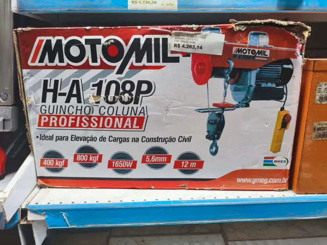 Guincho de Coluna MOTOMIL H-A 108P Profissional 400/800kg 12m 1650w Mono