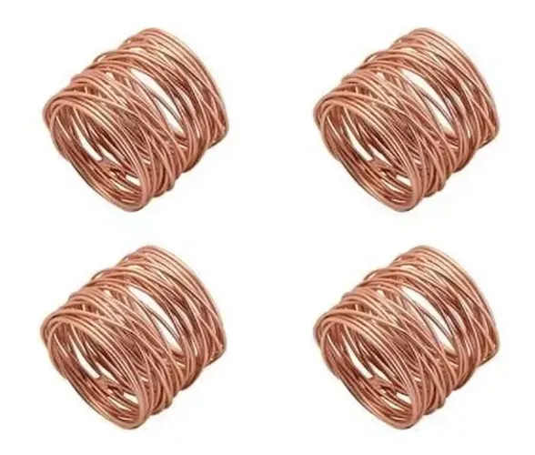 Jogo 8 Aneis guardanapo De Aco Espiral Cobre Fosco 4cm